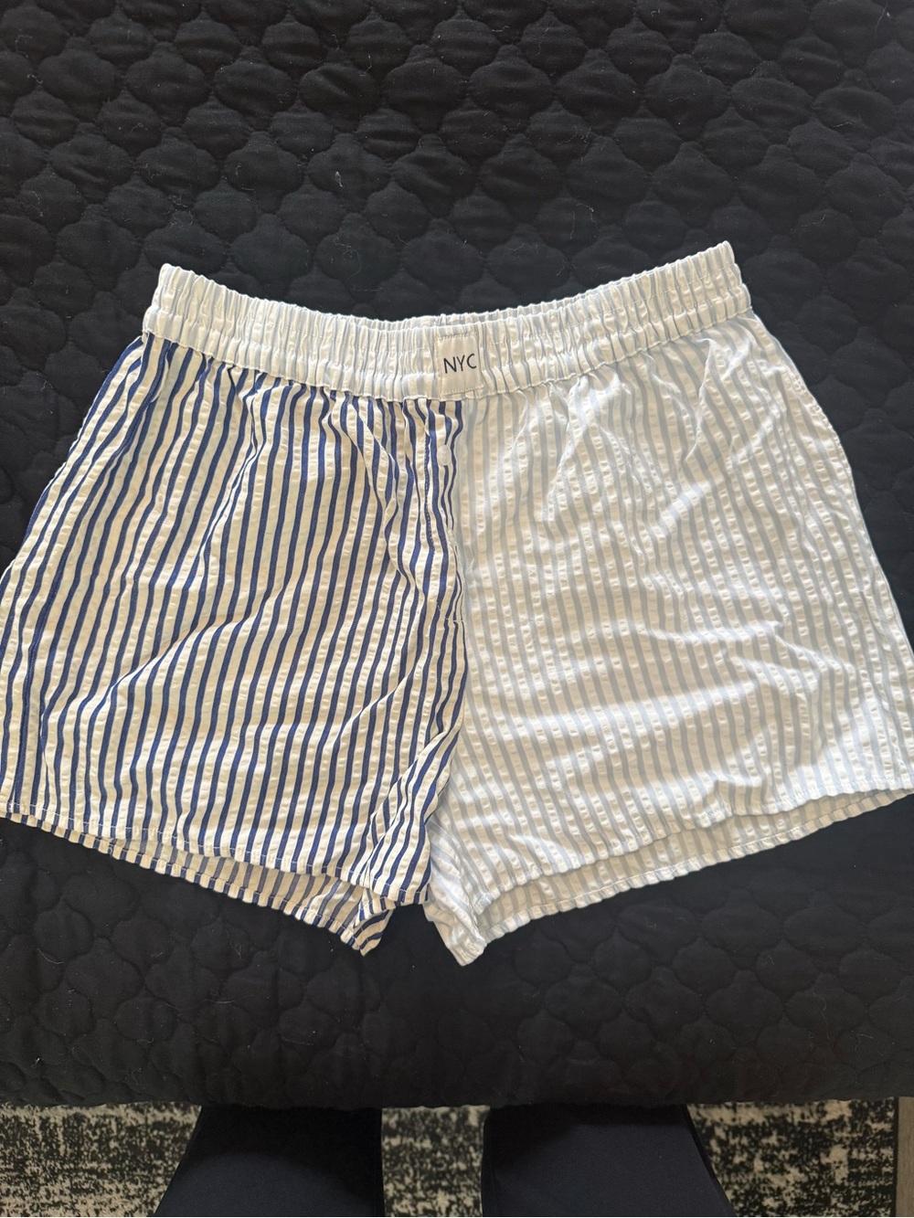 Striped Blue & White Boxer Shorts with NYC Tag